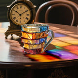 Tasse 3D artisanale avec pile de livres pour les passionnés de lecture