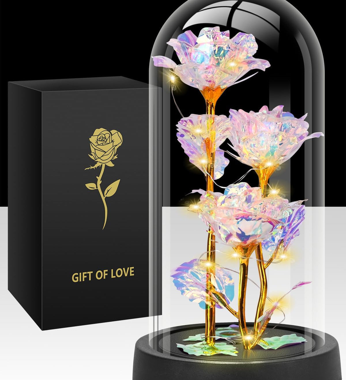 Cadeau de Rose en Verre EverGlow
