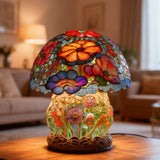 Lampe champignon colorée avec fleurs