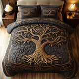 Parure de lit matelassée 3 pièces - Arbre de Vie