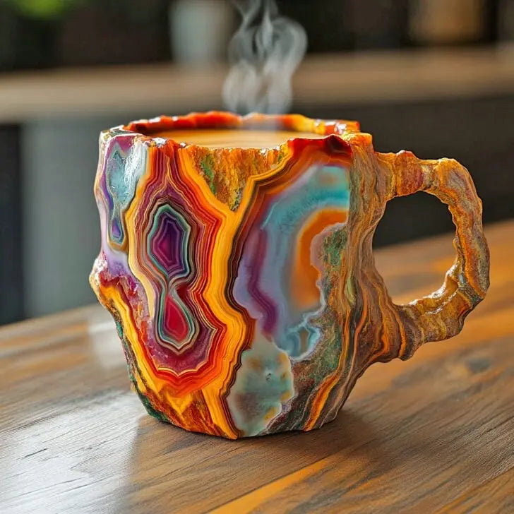 Tasse artistique en cristal avec effet agate