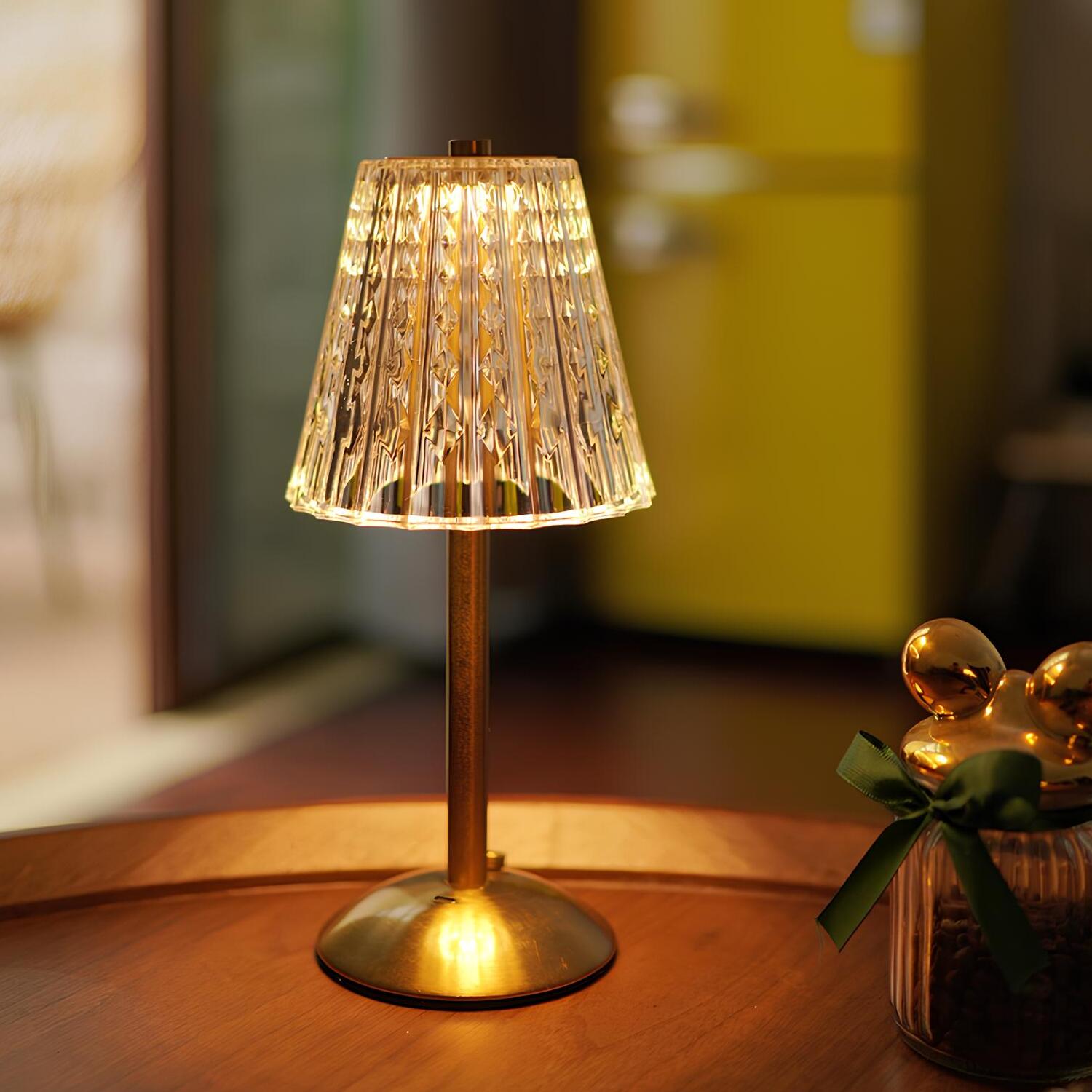 Lampe de Table en Cristal Doré