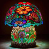 Lampe champignon colorée avec fleurs